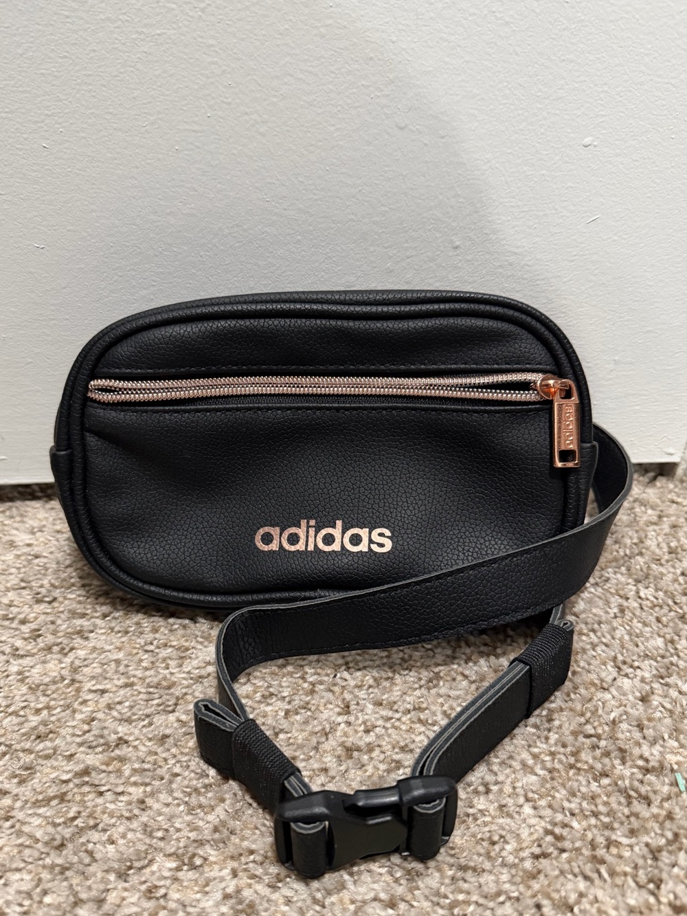 Adidas Black Belt Bag with Rose Gold Accents